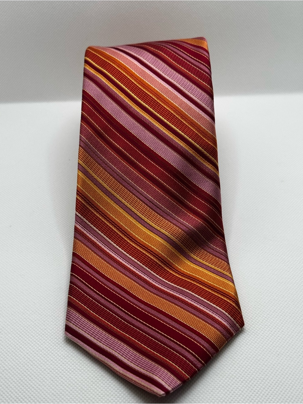 Men's Ike Behar Striped Burgundy & Orange Tie - KK0020